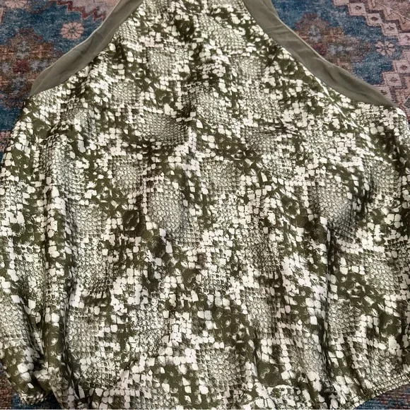 Free People Snakeskin Print One-Piece Bodysuit Olive Green Strappy Back Size XS - Picture 5 of 8